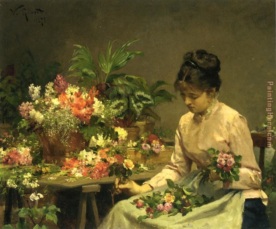 The Flower Seller painting - Victor Gabriel Gilbert The Flower Seller art painting